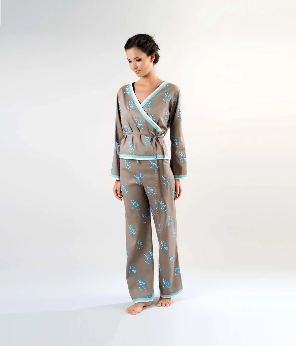 Coba wrap top and drawstring trousers Sewing pattern, front view